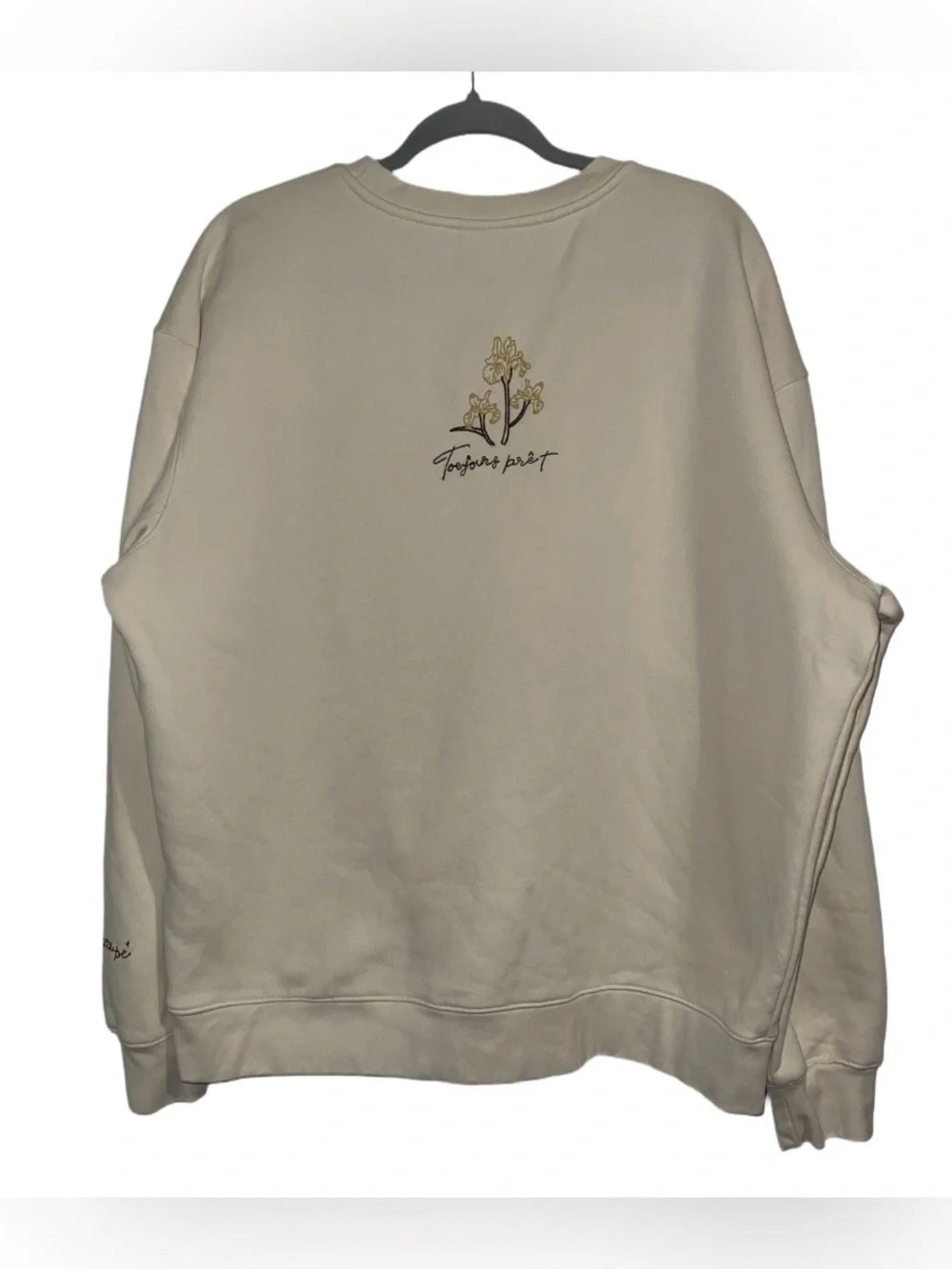 Zara Cream Crewneck Sweater with Subtle Embroidered Motifs